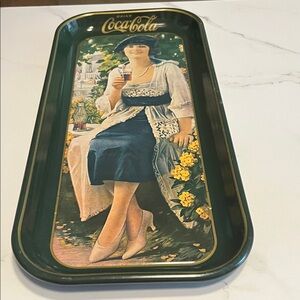 Coca-Cola Decorative Tray with Elegant Lady and Floral Design